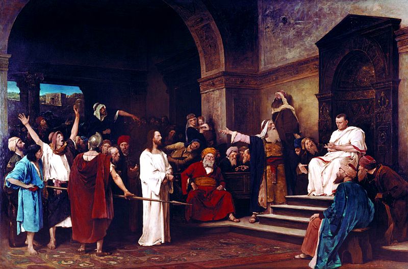 'Jezus verschijnt voor Pontius Pilatus' door Mihály Munkácsy (1844–1900)